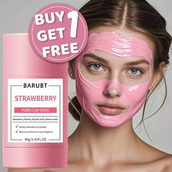 [2 件/套] 草莓泥面膜棒，适合所有肤质 - 草莓提取物 | 深层清洁和收缩毛孔 | 保湿和面部护理