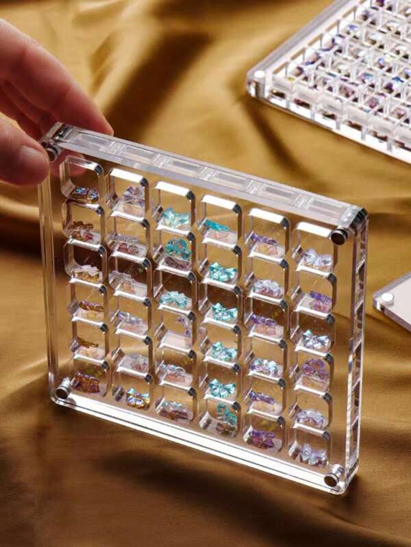 1/3pcs Acrylic Shell Display Case With Lid - 36-Compartment Transparent Organizer For Jewelry, Beads & Crafts - Magnetic Closure, Multipurpose Storage Solution, Jewelry Boxes