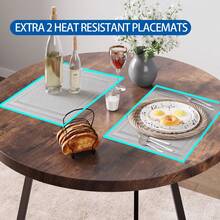 Modern Round Dining Table And Chairs Set,3 Piece Bistro Table With 2 PU Cushion Chairs,Wood Dinning Room Table Furniture Set For Kitchens, Apartments - 復古色彩 - 查看 4