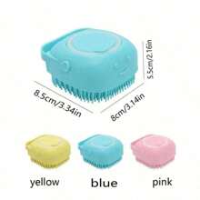1 包宠物洗发刷，硅胶按摩橡胶浴梳，带洗发水分配器，适用于狗和猫美容工具、宠物用品、宠物清洁配件、宠物毛发梳和刷子、浴室小工具