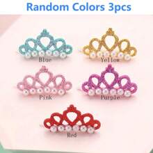1/5pcs Faux Pearl Crown Pet Hair Clips - Stylish Crown Shape Bows For Dogs And Cats - Grooming Supplies And Accessories .