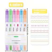 6 支/8 支套装花卉轮廓记号笔、荧光荧光笔、波浪轮廓笔，适用于学生计划突出显示、夏季