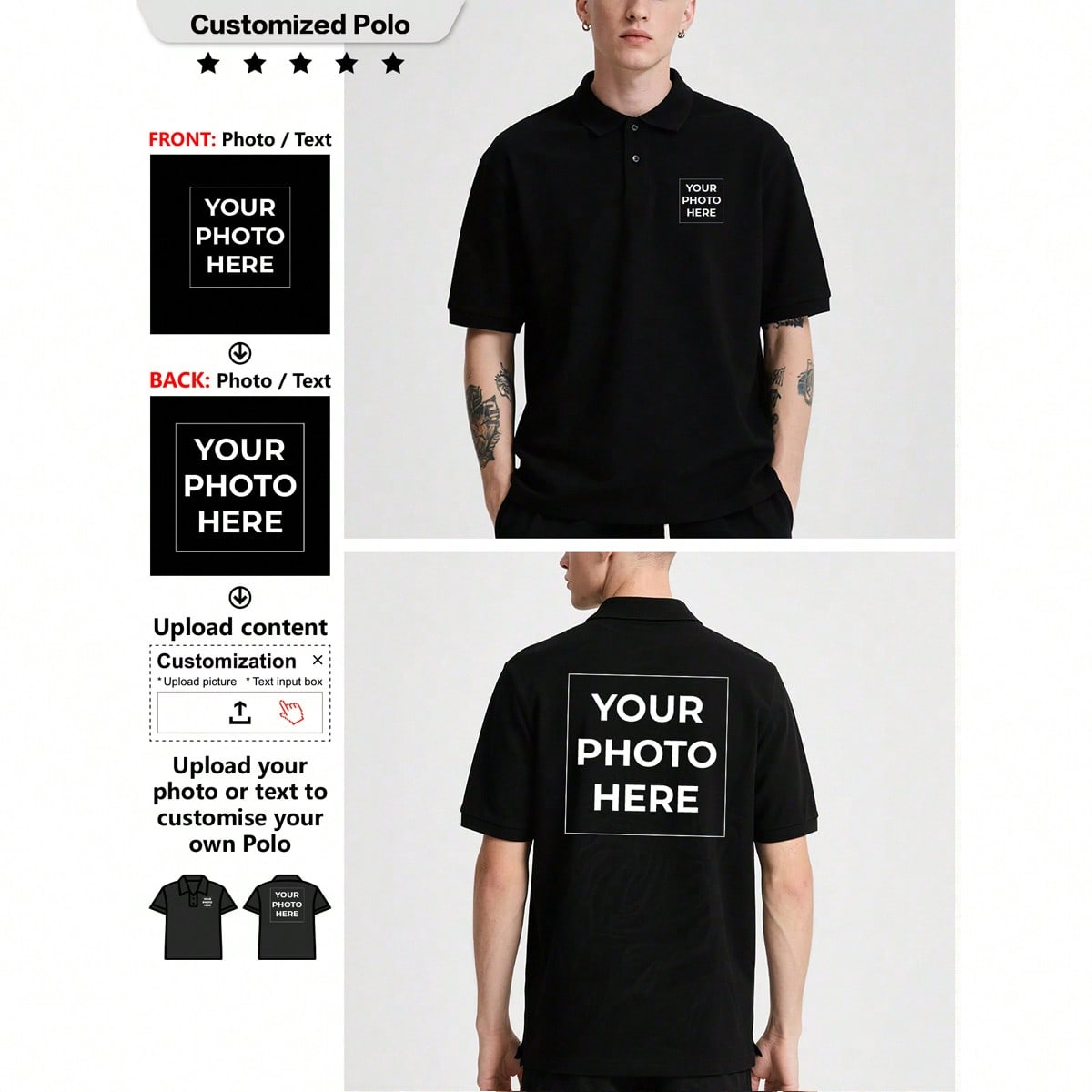 Camisa POLO personalizada, admite texto y gráficos personalizados, adecuada para aniversario, fiesta y construcción de equipos