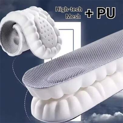 Sol Dalam Pijat 4D Ultra Lembut dari Lateks, Sol Dalam Olahraga Cocok untuk Sepatu Lari, Sepatu Basket, Sol Dalam Ortopedi Penopang Lengkungan Kaki, Unisex