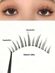 漫画假睫毛5对小恶魔自然柔软睫毛透明梗仙女仿貂毛睫毛自然舒适细腻柔软 - 黑色 - 查看 7