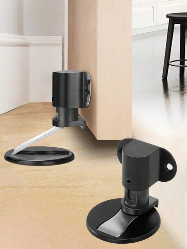 Set de butée de porte magnétique premium : Fixation robuste, installation facile, sans perçage nécessaire - Protecteur de sol et de mur antidérapant, convient pour une installation murale et au sol