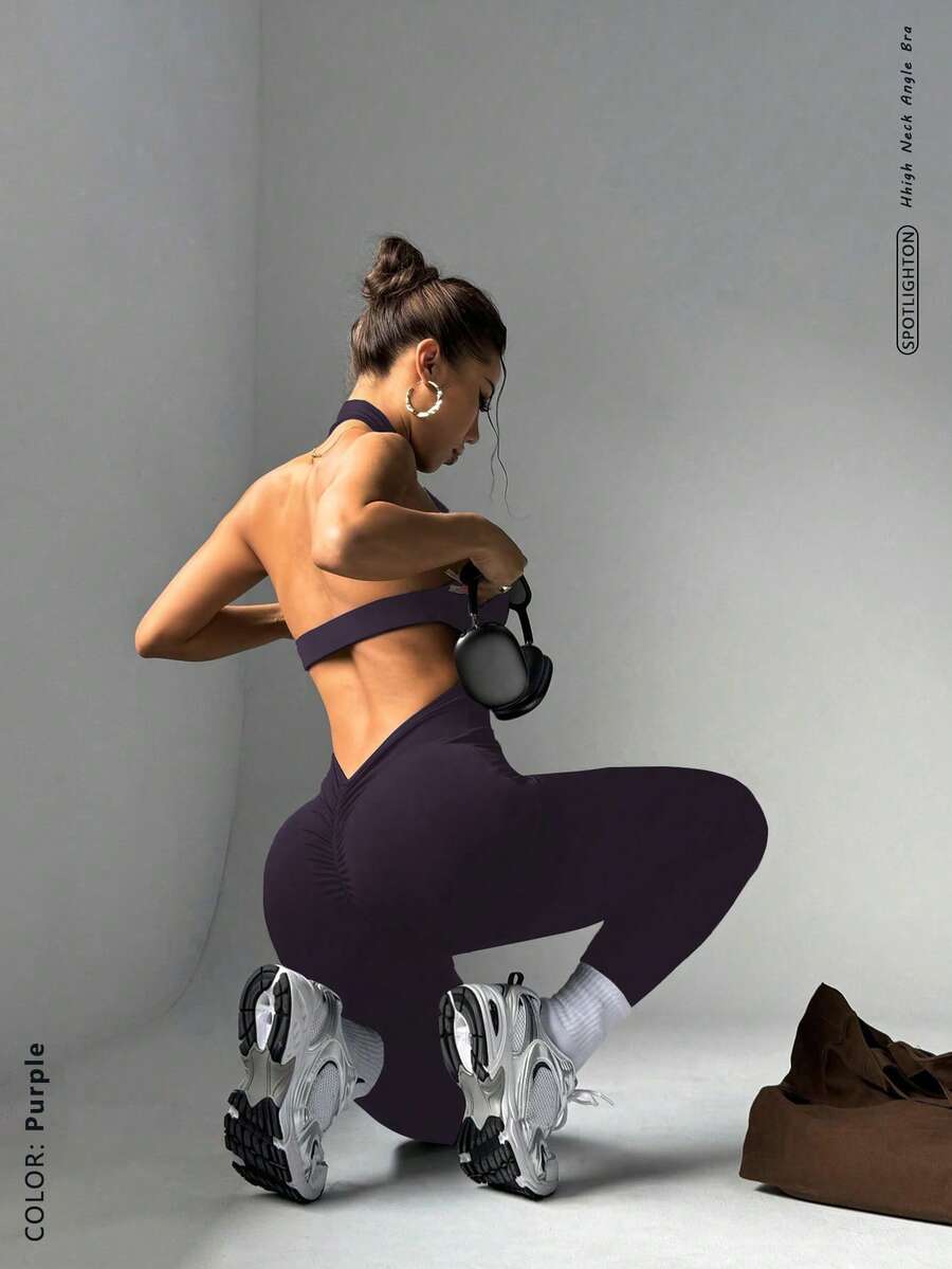 FWH Phong cách thể thao Hot Girl Fitness Life mới, gợi cảm, cơ bản, kiểu dáng Châu Âu và Mỹ, nâng mông, thanh lịch, vòng ba căng tròn, kiểu học viện, co giãn, ôm sát, cổ yếm, hở lưng, lãng mạn, không tay, thanh lịch, cạp cao, phong cách đường phố, cổ điển, thường ngày, đạp xe, ôm sát, tập luyện, thời trang, áo liền quần yoga, đồ định hình cơ thể mùa hè - Bold Plum - Xem 1