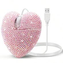 1pc Crystal Rhinestone Shiny Colorful Wired Mouse, Heart-Shaped Turtle Design USB Wired Mouse, Surface Inlaid With Crystal Diamonds, Computer Accessory, RGB Backlight, Cute Shiny Colorful Wired Mouse, Birthday, Holiday Gift, Perfect Gift For Her/Him, Holiday, Birthday Present - Multicolor - View 13