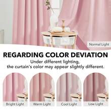 2 Pcs Blackout Curtains – Simple Strap Style, Thick Blackout Fabric, Suitable For Sunshade And Heat Insulation In Multiple Scenes - Coral Pink - View 8