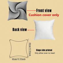 17.7英寸 x 17.7英寸 现代几何图案抱枕套，黑白条纹点状网格漩涡图案，拉链设计，可机洗，梭织涤纶面料，可选1件/2件/4件装（不含枕芯） - 黑色 - 查看 4