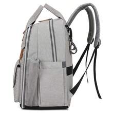 时尚妈咪背包，大容量尿布包，新妈妈哺乳包，孕妇包 - 灰色 - 查看 6