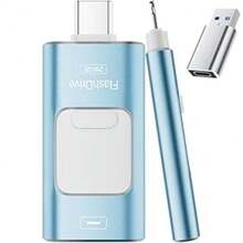 Memoria USB de 128/256 GB para Phone, memoria flash 3 en 1 para iOS/Android/PC, USB 3.0 de alta velocidad, expansión de memoria externa, color azul ceniza - Blau - Übersicht 2