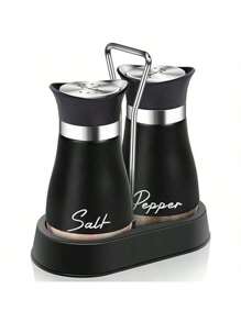 2 Pieces/3 Pieces(Including Storage Rack) Set Of Salt And Pepper Shaker Bottles, Seasoning Bottles, Glass Spice Jars, Kitchen Tools, Camping Barbecue, RV Travel Cute Spice Bottles,School Supplies