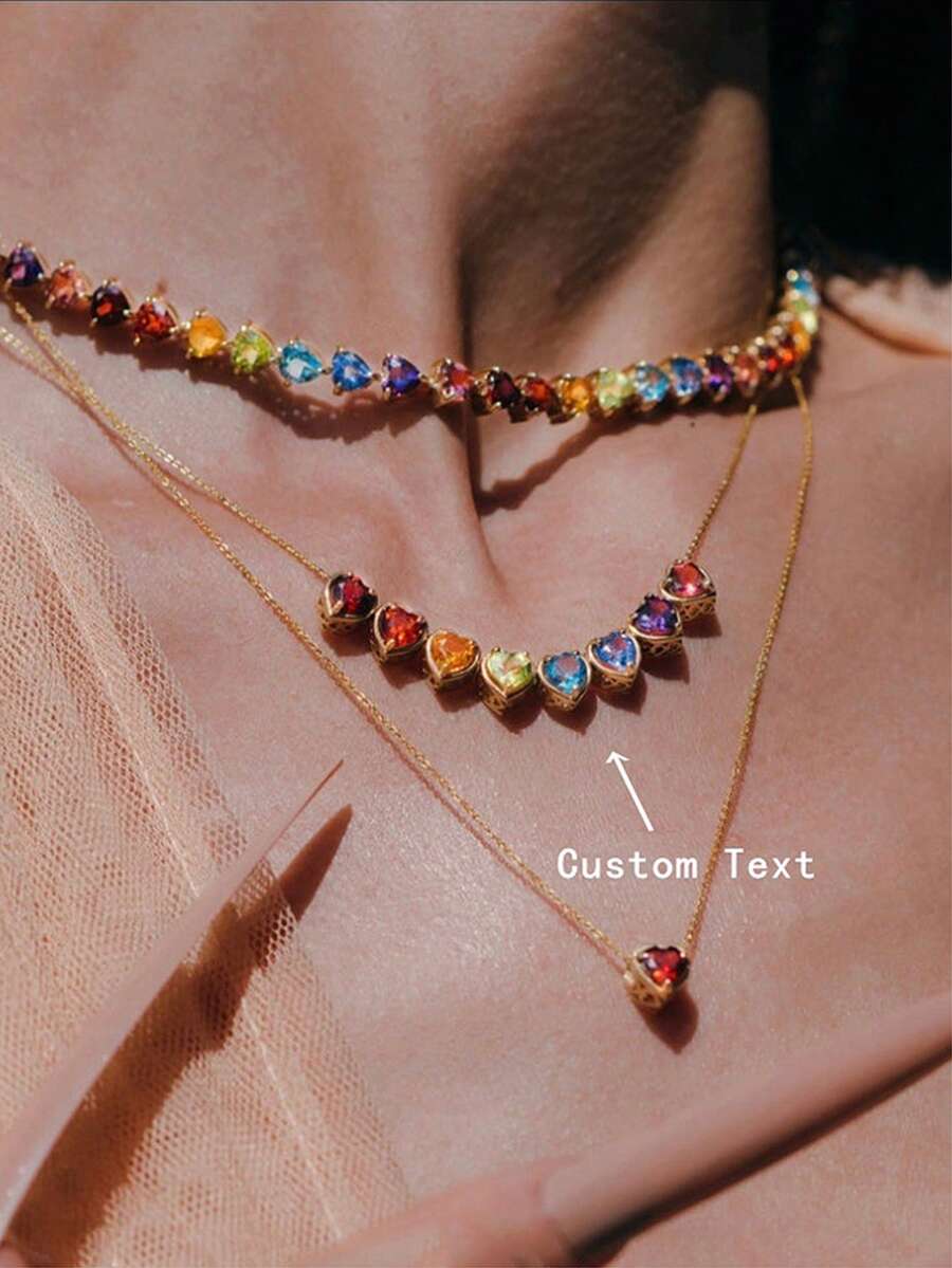 1pc Minimalist Cubic Zirconia Heart DIY Necklace, Customizable Gemstone Necklace, Stainless Steel Initial "MAMA" Pendant Necklace, Ideal Gift For Girlfriend, Mom, Family, Friend, Daughter, Anniversary, Valentine's Day, Mother's Day, Birthday, Graduation, Daily Wear, Wedding, Party