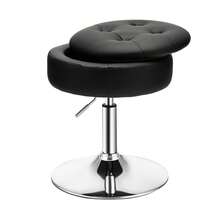 GOFLAME 360° Swivel Bar Stool With Lid Tufted Vanity Stool Dining Chair Height Adjustable - Black - View 1