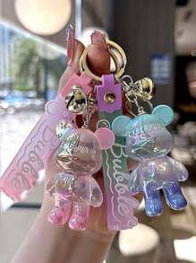 1pc Creative Colorful Standing Bear Keychain Pendant, Lovely Gradient Color Animal Figure Keyring Decor, Gift For Classmates, Friends, Family, Valentine's Day, Birthday, Party Accessory Car Accessories Cute Goth Y2k