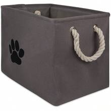 Bone Dry - Contenedor de almacenamiento de juguetes y accesorios para mascotas DII, cesta organizadora plegable para decoración del hogar, juguetes para mascotas, mantas, correas y comida, Paw Gris, rectangular Chico - Pata hueso gris - Ver 5