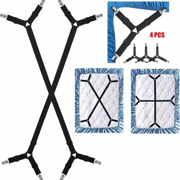 4pcs/Set Triangle Bed Sheet Clips Adjustable Fastener Holder Tablecloth Curtain Sofa Cover Duvet Sheets Clips, Anti-Slip Metal Fixator