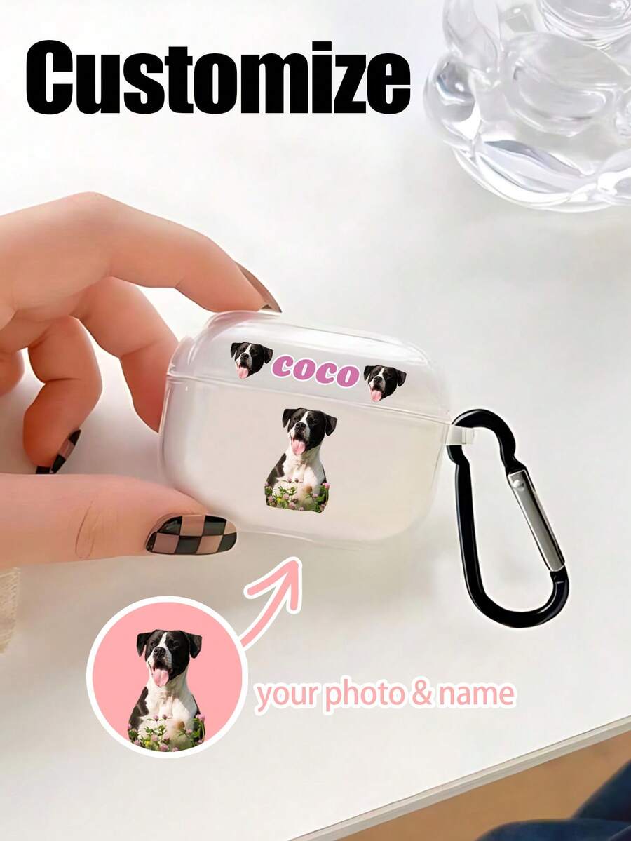1 Peça Capa de Fone de Ouvido Personalizada em TPU Macio com Texto e Gráfico Personalizados, Design com Nome/Data Personalizado, Capa Protetora de Fone de Ouvido, Compatível com Fones de Ouvido Apple 1/2/3/4/Pro/Pro2/Pro3, Manga de Fone de Ouvido Unissex, Presente de Aniversário DIY - Transparente - Visão 1