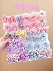 10/20/30/40 件彩色多巴胺花发带，手工发带，高弹力马尾辫夹，不伤发松紧带，可爱发绳，适合家庭、学校、旅行、海滩派对。 - 彩色 - 查看 15