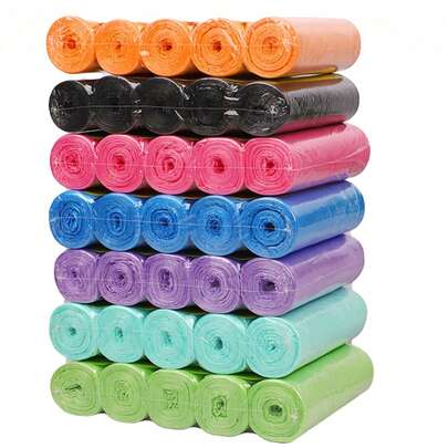 200个/10卷浴室垃圾袋，加厚设计，经久耐用，适用于家庭、办公室、卧室。一次性薄型垃圾袋，小号垃圾袋，彩色家用及户外垃圾桶内衬，防漏，可用于汽车、办公室、宠物粪便。垃圾袋，防污染且省力，多种颜色可选，适用于厨房、浴室、家庭。