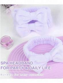 女士生日派对必备睡衣派对套装 - 涤纶水疗派对用品，紫色非电动洁面工具套装，包含发圈、梳子和收纳袋，适合单身派对、睡衣派对、水疗卸妆套装、收纳手提袋、发圈礼品袋、水疗睡衣配件、单身派对用品 - 非常适合水疗生日派对和睡衣派对小团体 - 彩色 - 查看 2