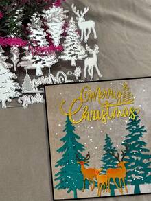 [Christmas]1pc Christmas Tree Metal Die Cuts Mountain Forest Cut Stencils Pine Tree Plant Merry Christmas Cutting Dies For Holiday DIY Scrapbook Embossing Album Photo Paper Card Craft Festival Decor