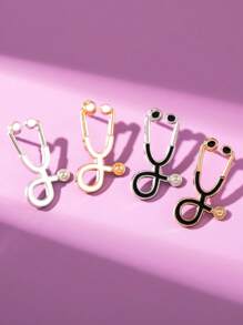 Set de 14 pièces Broche de stéthoscope minimaliste, Badge métallique de soins de santé créatif
