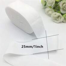 2Yards 1" (25mm) Elastic Ribbon Fold Over Elastic Spandex Satin Band Ties Hair Accessories Lace Trim