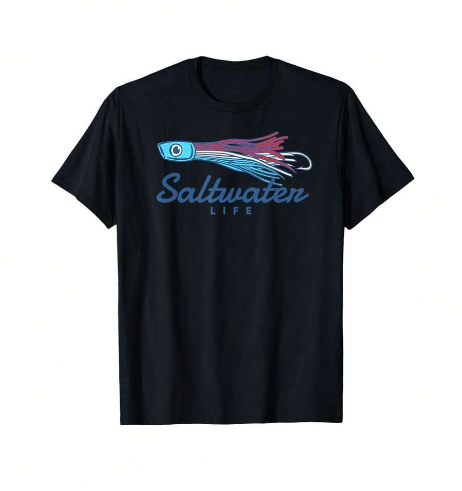 Saltwater Fishing Lure T-Shirt Men's Tshirt Funny Gift For Coworkers Graduation Gift For Son - màu đen - Xem 1