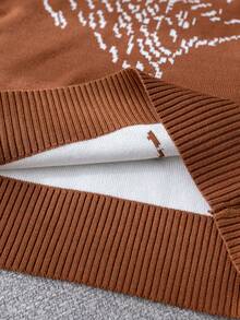 男童简约熊图案针织套头衫，适合春秋冬日常休闲穿着