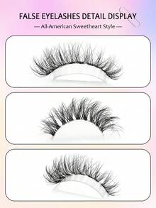 Asiteo 7 Pairs Cat Eye False Eyelashes, 3D Transparent Band Natural Thin Faux Mink Lashes, Fluffy Curly Cat Eye Fake Eyelashes - 黑色 - 查看 5