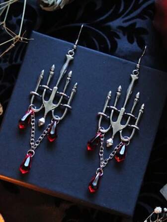 2 pezzi Orecchini pendenti con croce geometrica 2026, gioielli punk multicolore in metallo per uomo e donna