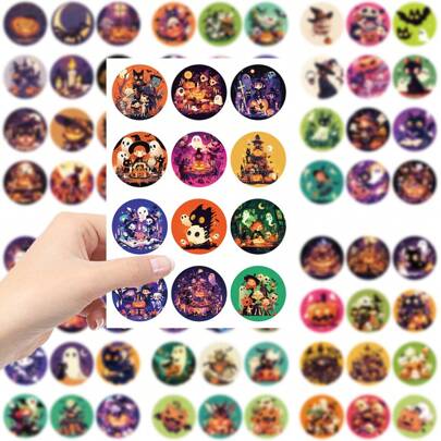 8Pcs/Pack Cute Ghost Halloween Stickers - 8 Craft Items, Scrapbooking, Party Favors: Pumpkin, Bat, Ghost, Candy - DIY Magazine Decor, Stamp Stickers #Halloween Party #Craft #Handmade Gifts
