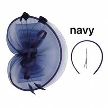 1 pieza Sombrero fascinador de mujer y niña, diadema Alice, pasador para el cabello con malla y lazo, con plumas artificiales, accesorios para cóctel, boda, Kentucky Derby, fiesta del té, tocado de novia, sombreros pequeños, mini fascinador, mini gorra, mini sombrero de copa, accesorios para el cabello, artículos escolares, elegante