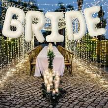 kumozawa 5/6/15个40英寸（约101.6厘米）香槟色新娘气球，适用于新娘送礼会；奶油白色缎面新娘涤纶铝箔气球横幅字母；新娘气球横幅，适用于婚礼、订婚、新娘派对装饰 - 乳白 - 查看 5