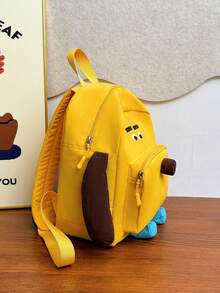 Cartoon Dog Design Lightweight Nylon Backpack, Suitable For Primary School Students Back To School
