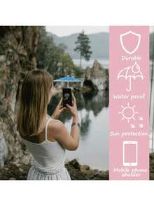 1 件迷你智能手机雨伞，带通用猪形吸盘支架，户外防眩光遮阳伞，采用聚酯纤维材料制成，防雨防晒，手机支架，带通用可调节眩光阻挡，适合户外|节日必备 - 彩色 - 查看 6