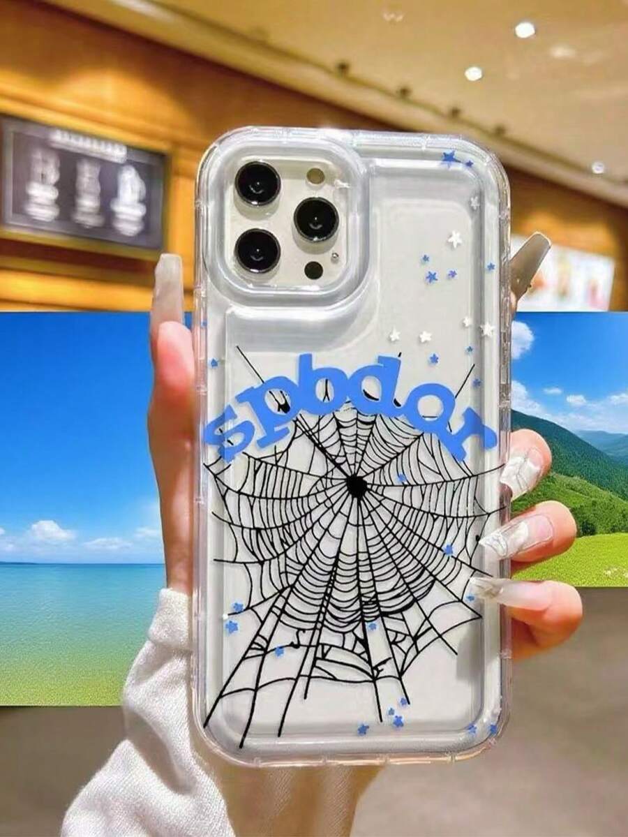 Funda para teléfono 1 pieza Nueva funda para teléfono TPU Spider Web compatible con funda para teléfono 5 15pro 14 A prueba de golpes Anti-caída Marca elegante Linda Compatible con funda para teléfono 3/12/11/15Promax/14Promax/13pro/12Promax/ Xs/X/16Promax 1 pieza - Multicolor 7 - Ver 1