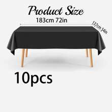 1 件/10 件 72 英寸 * 54 英寸黑白塑料桌布，适用于长方形桌子，非常适合派对、圣诞节和节日活动