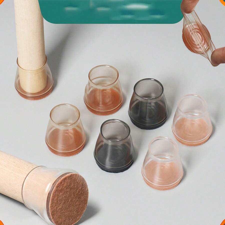 透明椅腿套,加厚圆形椅腿套,降噪桌椅腿保护套 - 彩色 - 查看 1