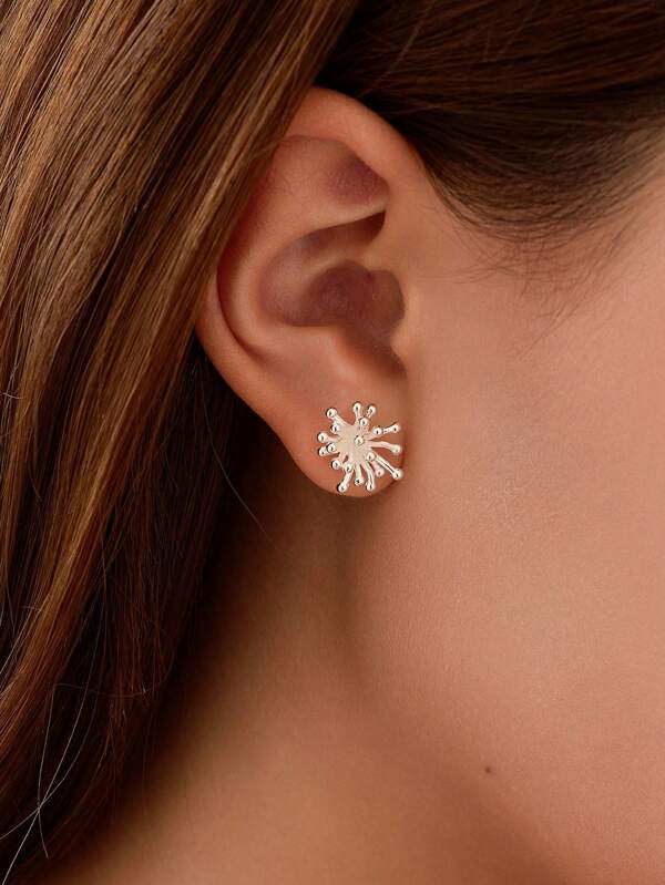 A Pair Of Sterling 925 Silver Fashionable Elegant Cute Fireworks Flower Ear Studs Earrings For Women Daily Wearing Friendship Party Jewelry Gift