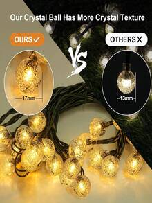 1 包太阳能 100LED/50LED/20LED 灯串，8 种照明模式，水晶球仙女灯，太阳能室内外闪烁圣诞灯，卧室派对婚礼圣诞树花园装饰，暖白/彩色/白色/紫色 IP65 防水 - 黑色 - 查看 3