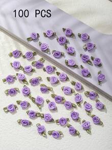 50pcs Polyester Leaf Rose Flowers, Handmade DIY Craft Decorative Small Flower Petals, Hair Accessory Bowknot Decors, Clothing Sewing Supplies - Multicolor - View 19