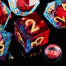 7pcs Tabletop Game Dice Set | Transparent Resin Material, Includes Themed Items - Multicolor - View 10