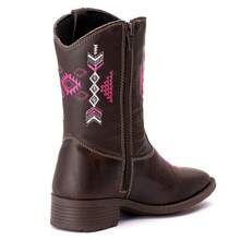 Women's Children's Cowboy Boots In Coffee Leather With Zipper - Coffee Brown - View 4