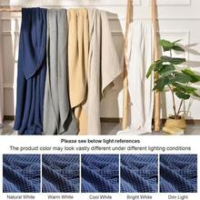 PHF 480GSM 100% Washed Cotton Waffle Weave Blanket, Cozy Breathable Skin-Friendly Throw King Size For All Season, Luxury Fall Layer Bedspread For Couch Bed, Elegant Home Decor,Navy Blue, 104"X90" - Navy Blue - View 6