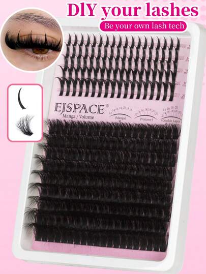 Extensiones de pestañas en racimos 3 en 1 de 270 piezas, 100D/120D/60+80D/80+100D, de 10-20mm de largo, racimos de pestañas individuales voluminosas DIY, extensiones de pestañas en espiga de manga, tiras de pestañas de visón, pestañas gruesas