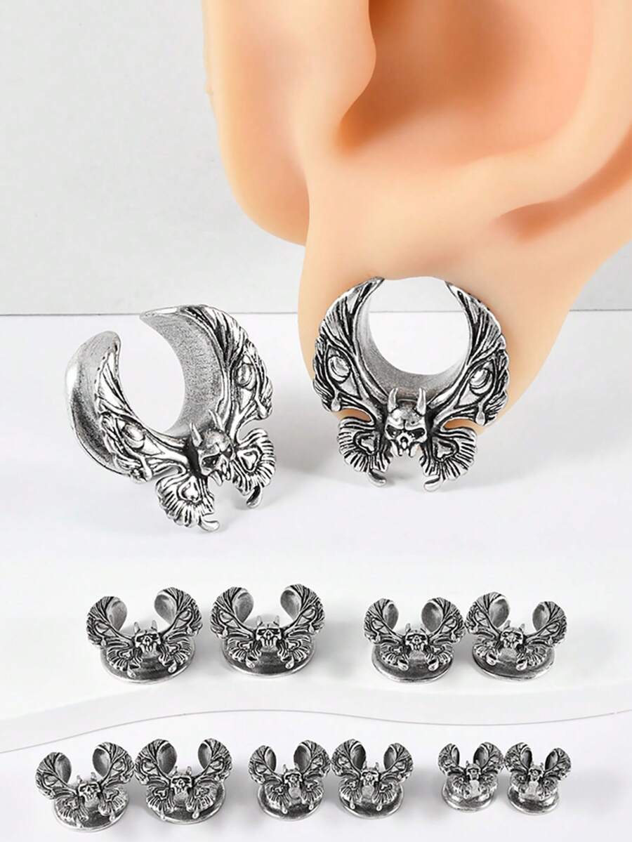 1PC U Shape Dead Butterfly Ear Gauges Open Flesh Tunnels Plugs Ear Tunnels Ear Stretchers Stainless Steel Piercings 8mm-25mm