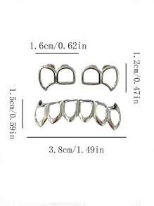 1 Set Punk Hollow Horn Fang Design Unisex Jewelry, Suitable For Nightclub, Halloween, Christmas, Daily Wear, Gold & Silver Colors